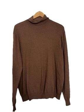 Paul Frederick Brown Turtleneck Sweater Silk Cotton Cashmere Men's Size Large